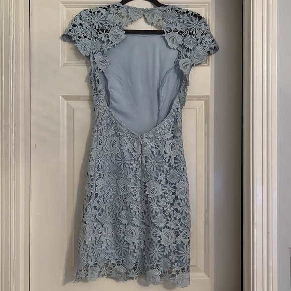 Lulus Romance Language Light Blue Backless Lace Dress - Picture 3 of 9